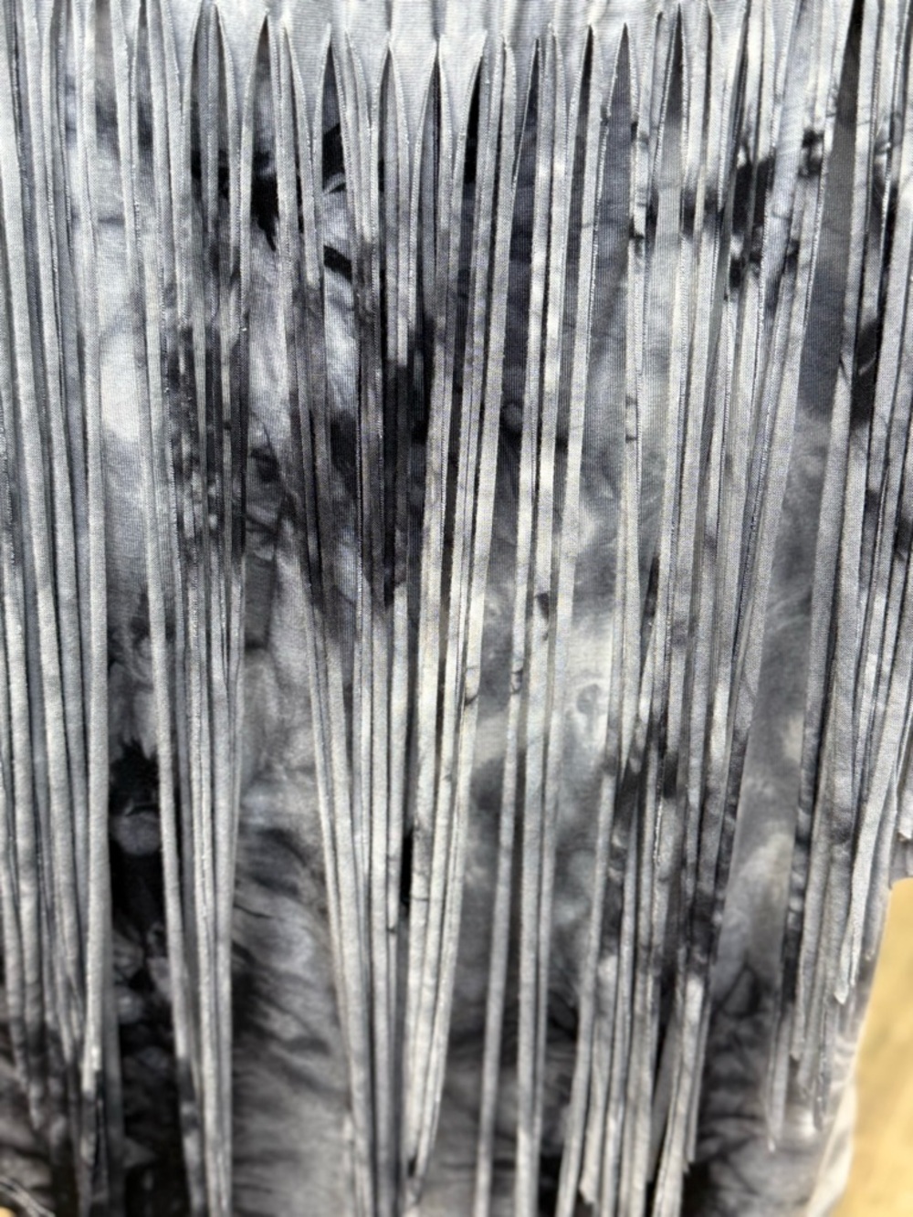 Boston Proper Gray Smocked Tie-Dye Top with Fringe - Picture 4 of 9